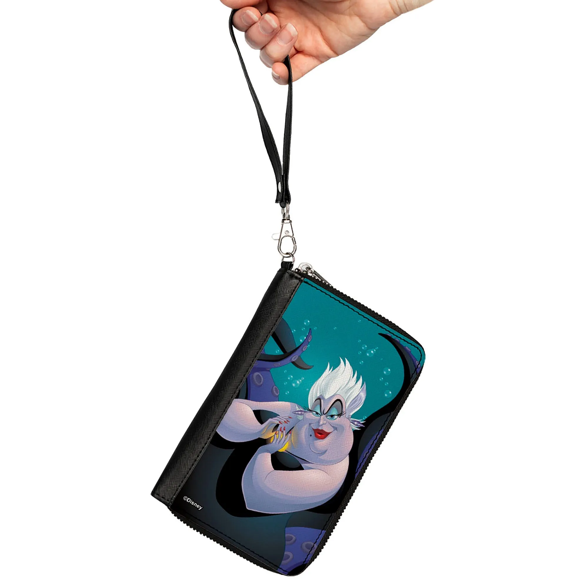 PU Zip Around Wallet Rectangle - Ursula Pose   Jetsam Face/Bubbles Blues
