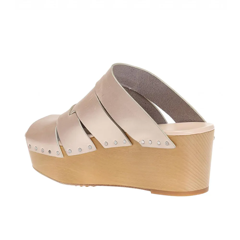 Rick Owens Women's Lazarus Sabot Platform Leather Slide Sandal in Rose Gold