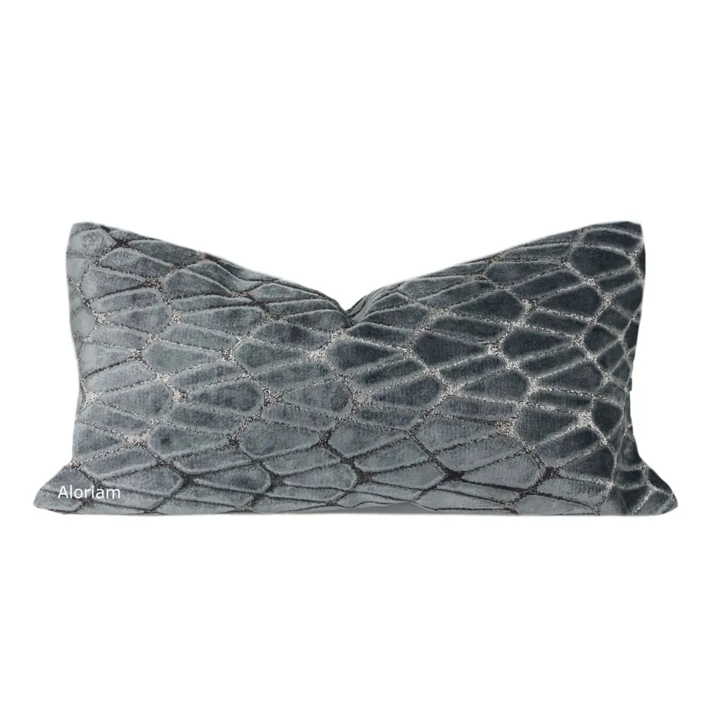 Rombo Storm Gray Cut Velvet Pillow Cover (Romo Black Edition Fabric)