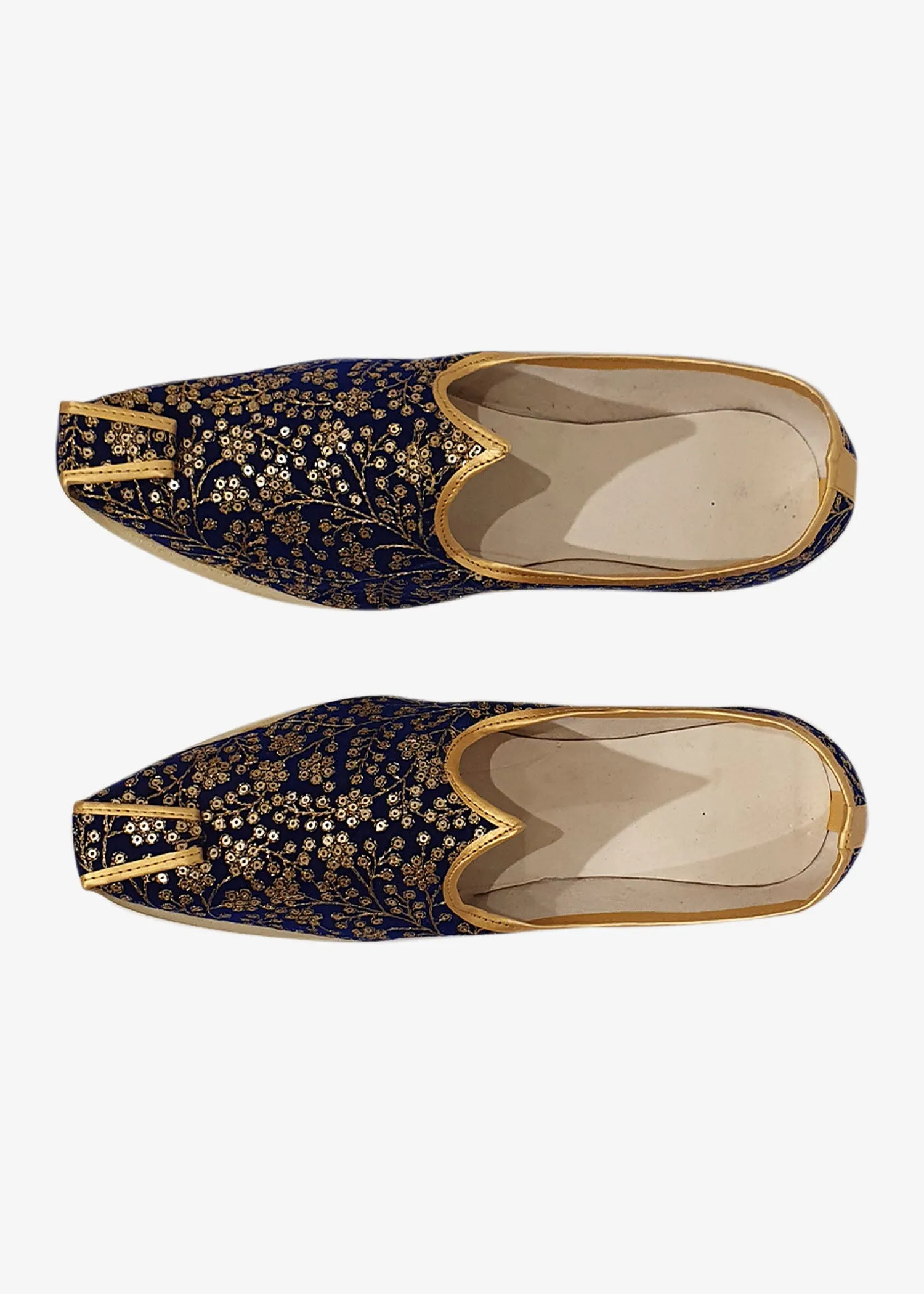 Royal Blue Velvet Embroidered Mens Mojdi