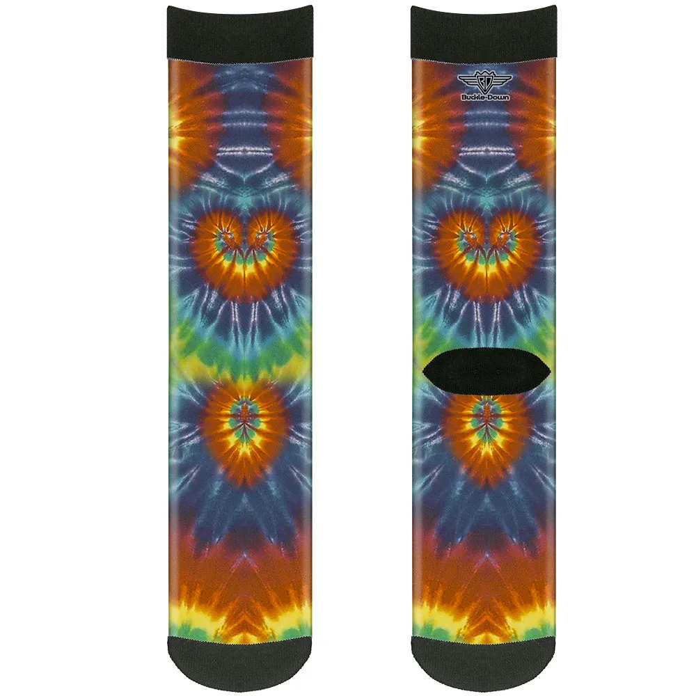 Sock Pair - Polyester - Tie Dye Swirl Multi Color - CREW