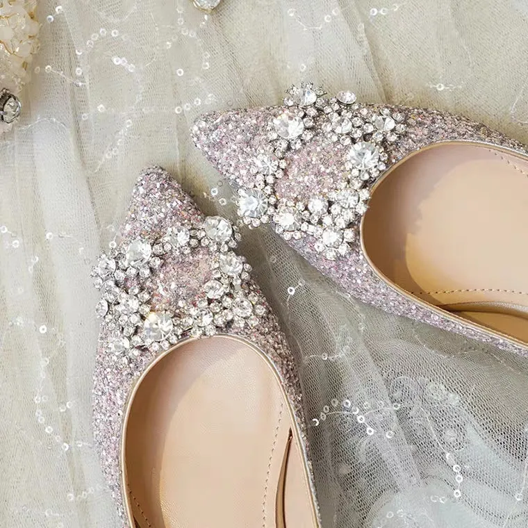 The Pentunia Wedding Bridal Crystal Flats