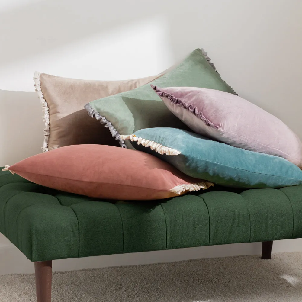 Tilly Velvet Reversible Cushion Pear/Shell