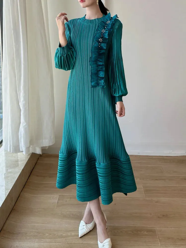 Truly Pleated Midi Dress with Floral