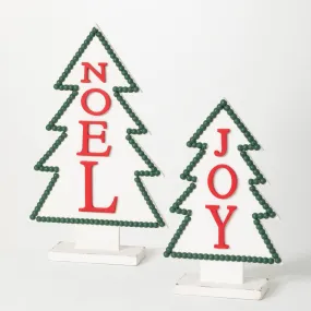 Wooden Joy Noel Tree Set Of 2